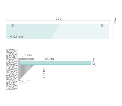 Kupaonska staklena polica prozirna
