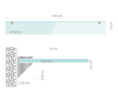 Kupaonska staklena polica prozirna