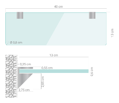 Kupaonska staklena polica prozirna