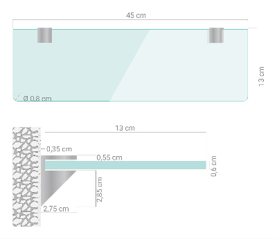 Kupaonska staklena polica prozirna