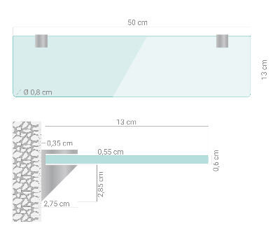 Kupaonska staklena polica prozirna