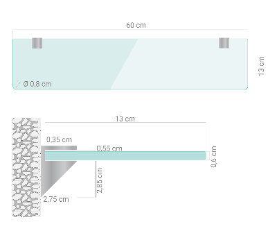 Kupaonska staklena polica prozirna