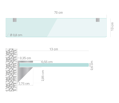 Kupaonska staklena polica prozirna