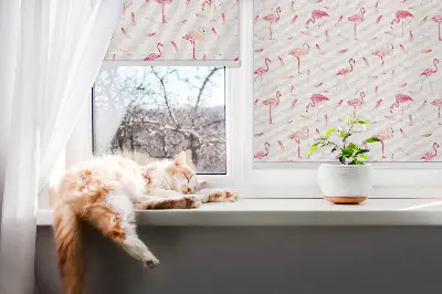 Unutarnja prozorska rolo zavjesa Flamingosi i njihovo perje