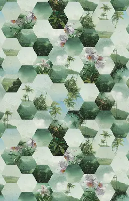 Rolo zavjesa za balkonska vrata Zeleni šesterokuti