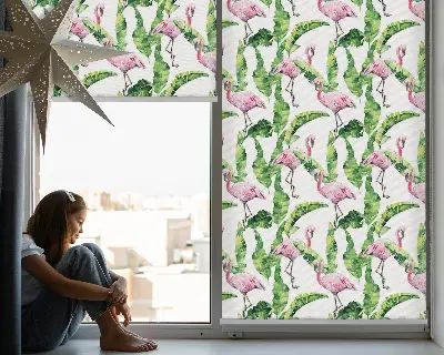 Rolo zavjesa za balkonska vrata Flamingosi po lišću