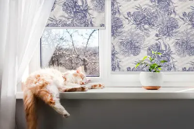 Platnena rolo zavjesa Plavi buket