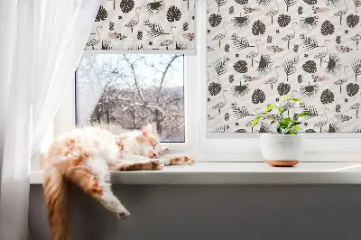Unutarnja rolo zavjesa za prozor Flamingosi i lišće