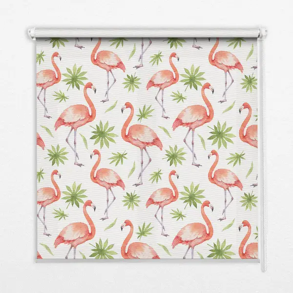 Platnena rolo zavjesa Flamingo i lišće