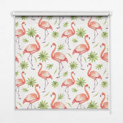 Platnena rolo zavjesa Flamingo i lišće