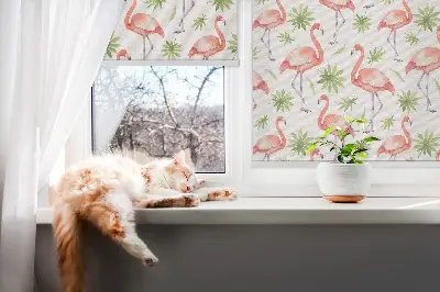 Platnena rolo zavjesa Flamingo i lišće
