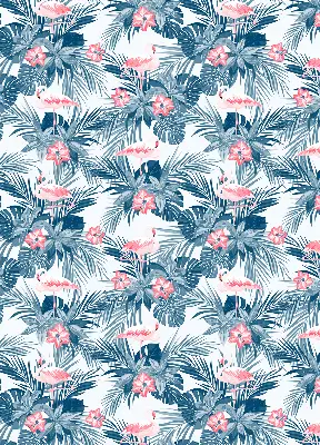 Rolo zavjesa za balkonska vrata Tropske biljke i flamingosi