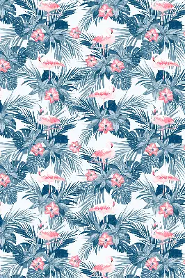 Rolo zavjesa za balkonska vrata Tropske biljke i flamingosi