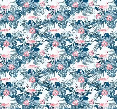 Rolo zavjesa za balkonska vrata Tropske biljke i flamingosi