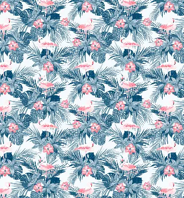 Rolo zavjesa za balkonska vrata Tropske biljke i flamingosi