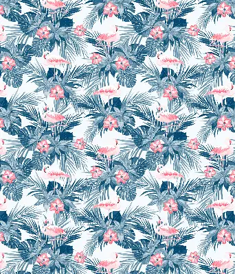 Rolo zavjesa za balkonska vrata Tropske biljke i flamingosi