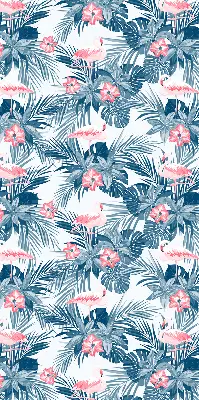 Rolo zavjesa za balkonska vrata Tropske biljke i flamingosi
