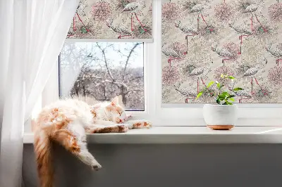 Rolo zavjesa za prozor Bijeli flamingosi