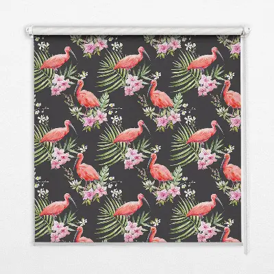 Platnena rolo zavjesa Flamingosi na biljkama