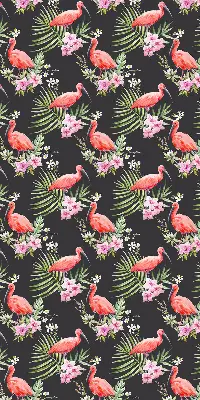 Platnena rolo zavjesa Flamingosi na biljkama