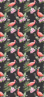 Platnena rolo zavjesa Flamingosi na biljkama