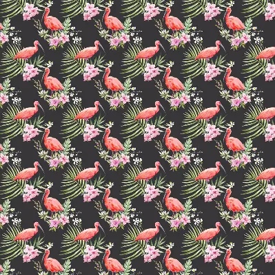 Platnena rolo zavjesa Flamingosi na biljkama