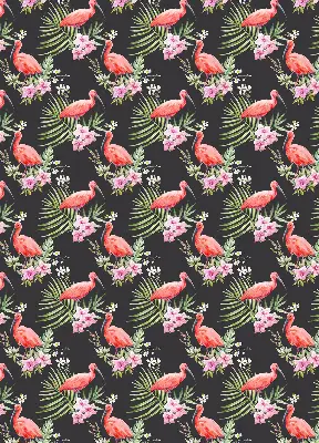 Platnena rolo zavjesa Flamingosi na biljkama
