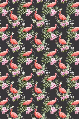 Platnena rolo zavjesa Flamingosi na biljkama