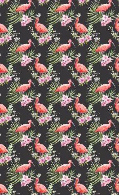 Platnena rolo zavjesa Flamingosi na biljkama