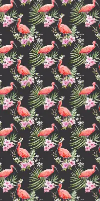 Platnena rolo zavjesa Flamingosi na biljkama