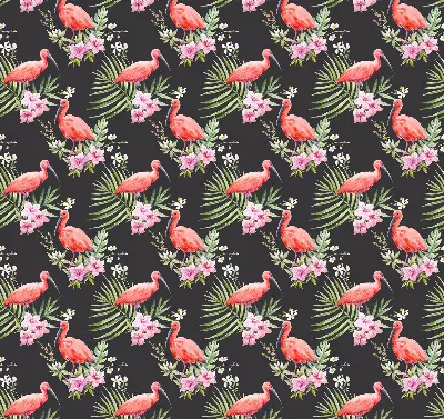 Platnena rolo zavjesa Flamingosi na biljkama