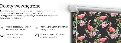Platnena rolo zavjesa Flamingosi na biljkama