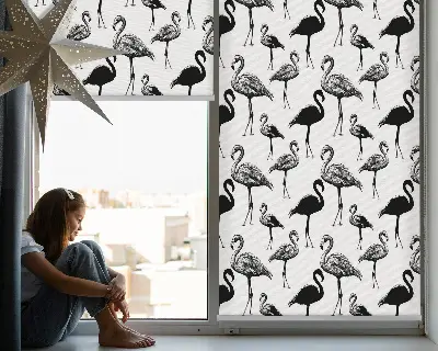Rolo zavjesa za balkonska vrata Crni flamingosi