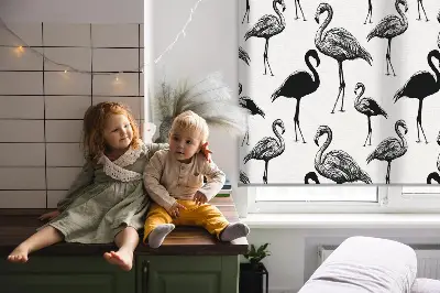 Rolo zavjesa za balkonska vrata Crni flamingosi