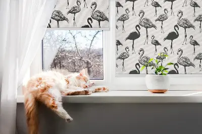 Rolo zavjesa za balkonska vrata Crni flamingosi