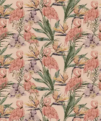 Unutarnja rolo zavjesa za prozor Flamingosi i cvijeće