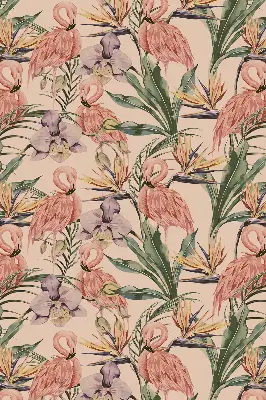 Unutarnja rolo zavjesa za prozor Flamingosi i cvijeće