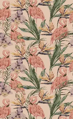 Unutarnja rolo zavjesa za prozor Flamingosi i cvijeće
