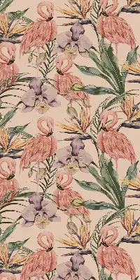 Unutarnja rolo zavjesa za prozor Flamingosi i cvijeće
