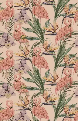 Unutarnja rolo zavjesa za prozor Flamingosi i cvijeće