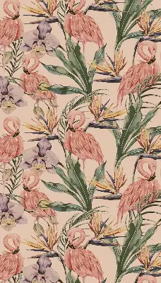 Unutarnja rolo zavjesa za prozor Flamingosi i cvijeće