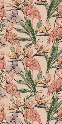 Unutarnja rolo zavjesa za prozor Flamingosi i cvijeće