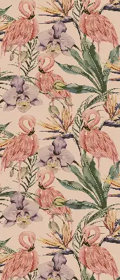 Unutarnja rolo zavjesa za prozor Flamingosi i cvijeće