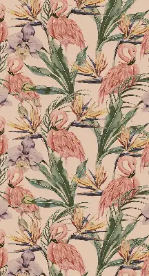 Unutarnja rolo zavjesa za prozor Flamingosi i cvijeće