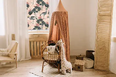 Rolo zavjesa za balkonska vrata Čaplja na ružičastoj pozadini