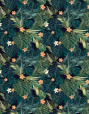 Unutarnja prozorska zatamnjujuća rolo zavjesa Tropsko lišće i cvijeće