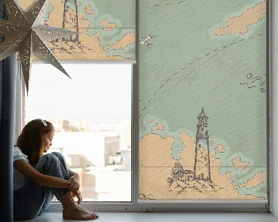 Unutarnja zatamnjujuća rolo zavjesa Karta oceana