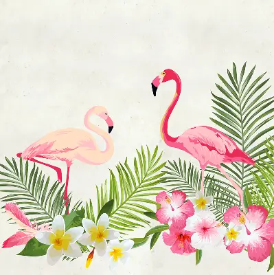 Platnena zatamnjujuća rolo zavjesa Flamingosi po lišću