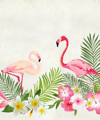 Platnena zatamnjujuća rolo zavjesa Flamingosi po lišću