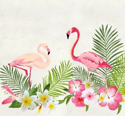 Platnena zatamnjujuća rolo zavjesa Flamingosi po lišću